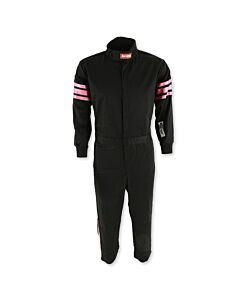 One Piece Single Layer Kids Fire Suit Black w/Pink