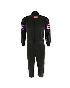 One Piece Single Layer Kids Fire Suit Black w/Purple